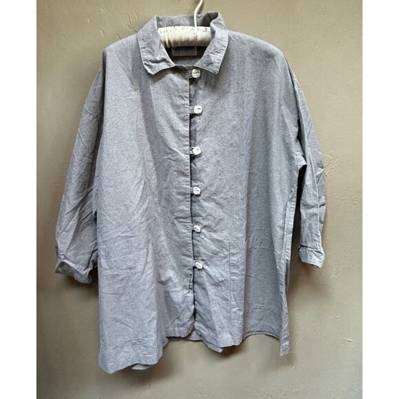 Vintage Alice Martin Women's Cotton Lagenlook Jacket Medium Pockets Frog Closure - Picture 1 of 8